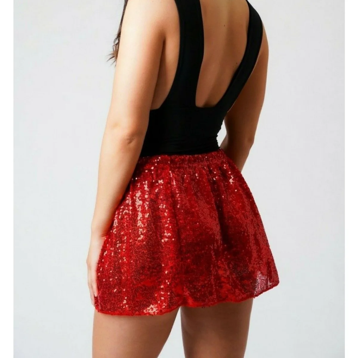 Sukienka z cekinami, z wysokim stanem, bufiaste spódnice, odzież damska do odgrywania ról, uniwersalna spódnica o długości do kolan, puszysta spódnica.