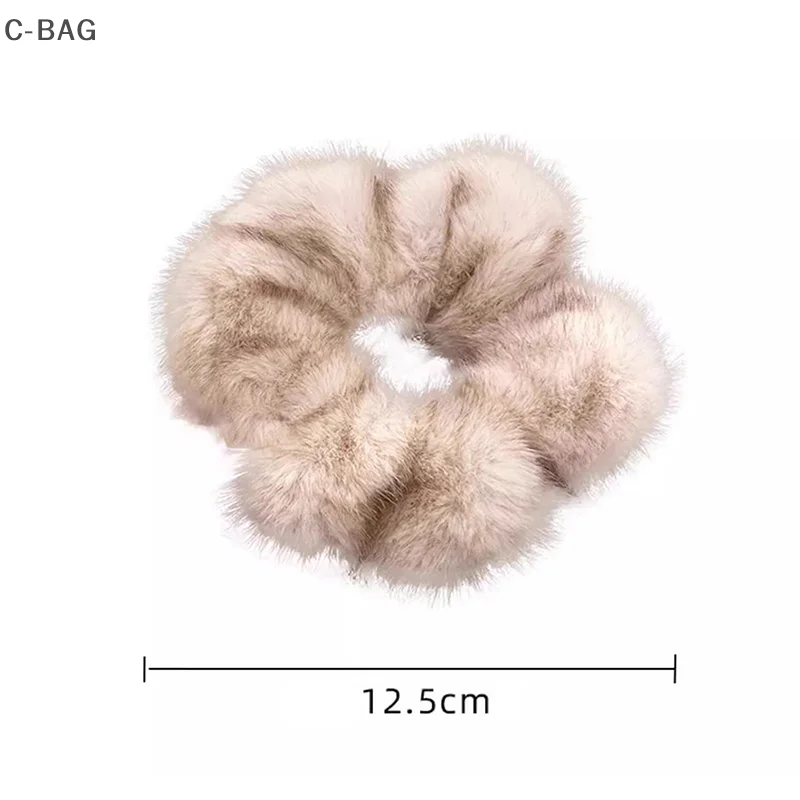 حبل شعر قطيفة عصرية للخريف والشتاء؛ ربطة رأس من المينك المقلد الرائع للنساء