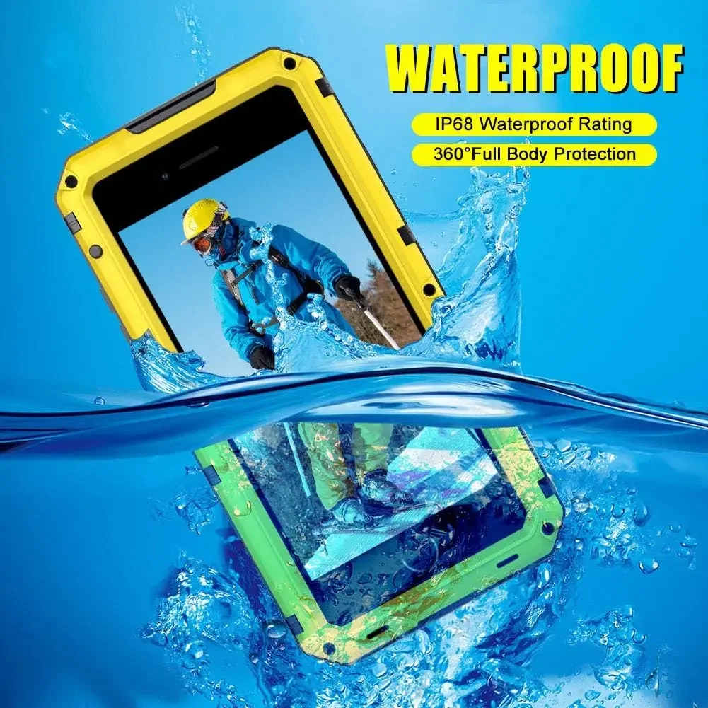 For iPhone X XS Max XR 8 7 Plus IP68 Waterproof Aluminum Metal Case Heavy Duty Military Armor Shockproof Cover Screen Protector