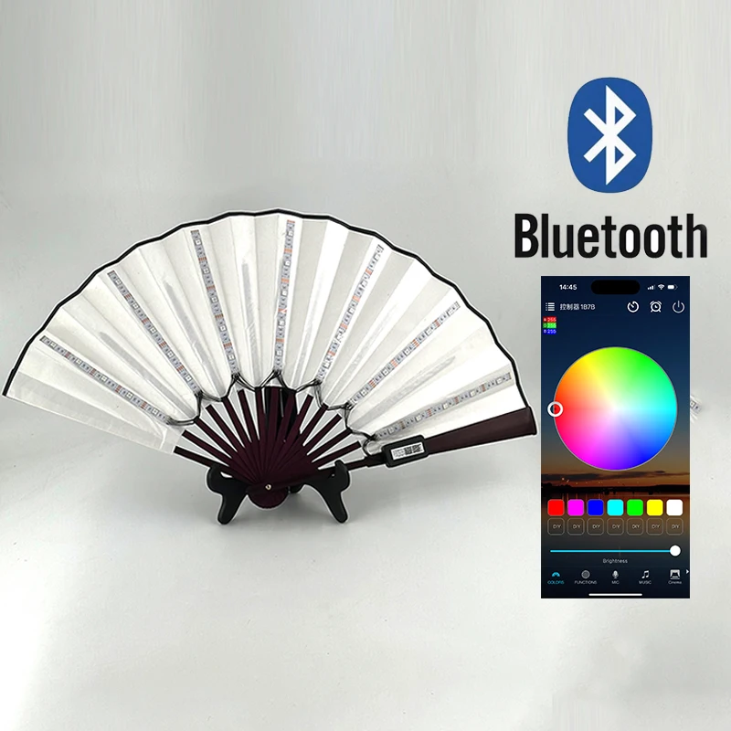 Bluetooth APP LED Flashing Fan Dancing Lights Fan Show Luminous DJ Fluorescent Bar Club Party Lighting Changing Decorative Fan