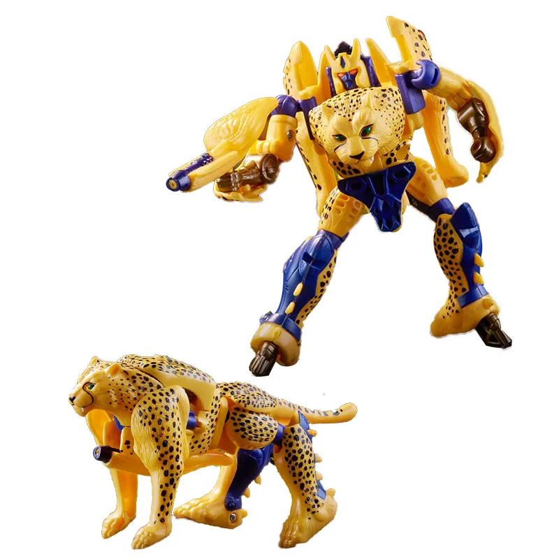 Transformers Beast Wars Deluxe Cheetor Anime Action Figure, Modelo de ornamentos originais, Presentes de brinquedo, 12cm, Em Stock