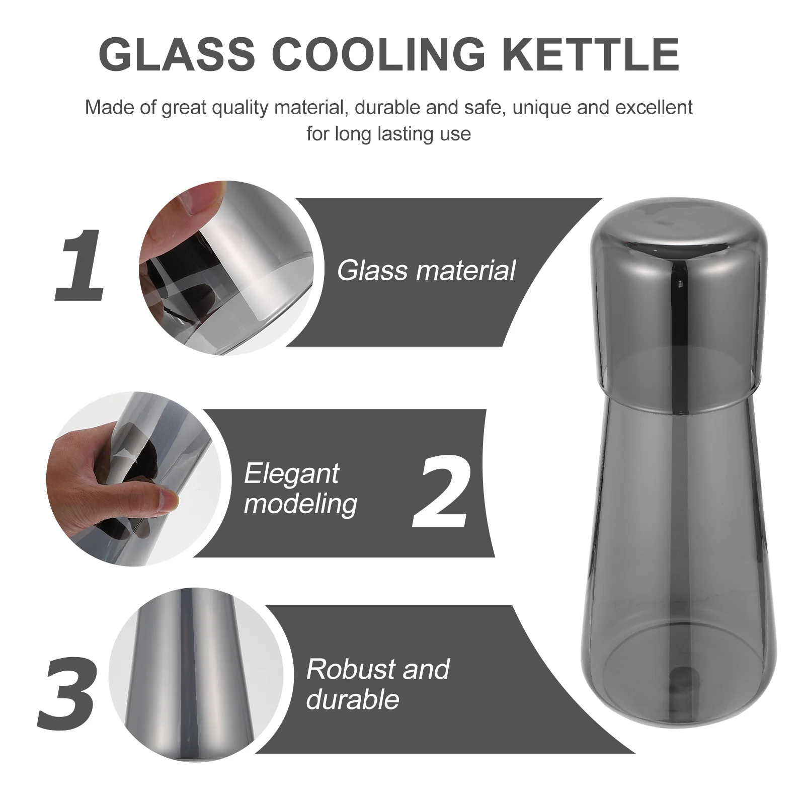 

1Set Large Capacity Cold Water Jug Glass Thickened Beverage Holder Cooling Kettle for Juice Tea Party Use