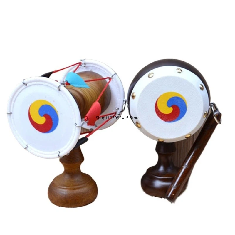 

1 шт., корейский этнический традиционный круглый барабан, поясной барабан, ударный инструмент, домашняя настольная деревянная поделка, украшения, два стиля
