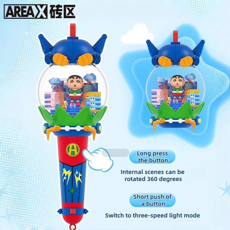 AREAX Neue Crayon Shin Chan Bausteine Dynamische Lichtleiste Serie Puzzle Konstruktion Wiederaufladbares Spielzeug Kindergeschenk