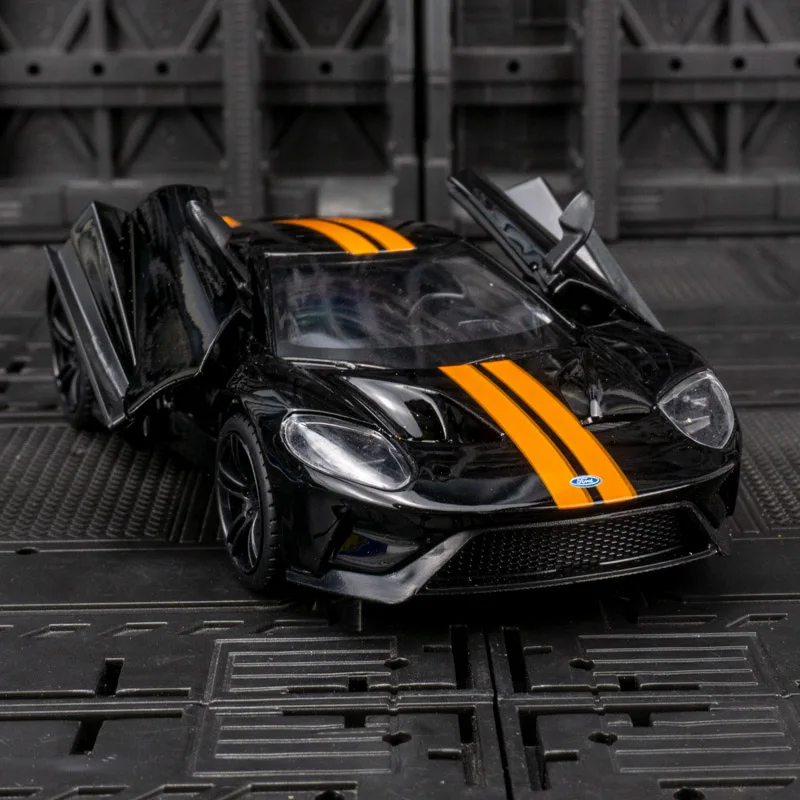 1:32 2017 Ford Gt Sportwagen Hoge Simulatie Diecast Metalen Legering Model Auto Geluid Licht Terugtrekken Collectie Kinderen Speelgoed Geschenken