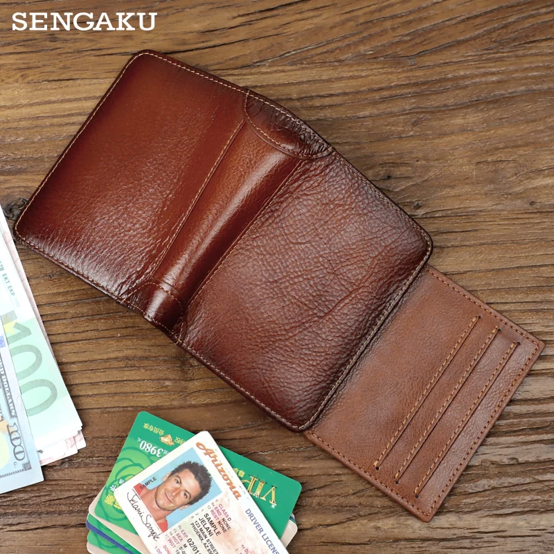 vintage-retro-genuine-leather-leisure-men's-wallet-purse-solid-color-high-quality-multi-function-large-capacity-card-holder