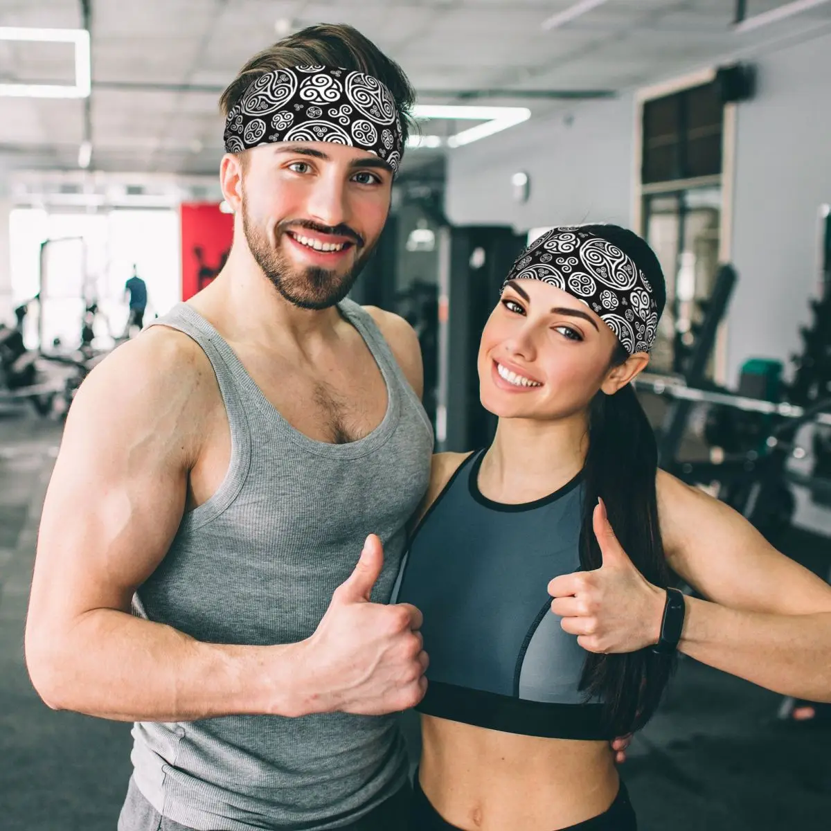 

White Breton Triskels On Black Breizh Bretagne Brittany Sweatband for Men Women Wicking Moisture Sports Sweatband Gym Yoga