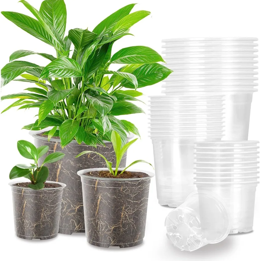

36 Pack 7 6 5 3.5 Inch Clear Nursery Pots with Drainage Clear Pots for Plants ible Plastic Seed Starting Pot