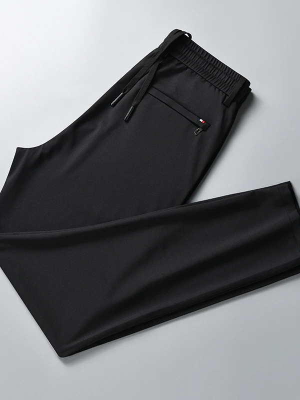 

Men's Casual Pants Pure Color Silk Ice Fabric Elastic Waist Straight Leg Qui Dry Spring Summer Faionable Comfortable Leis...