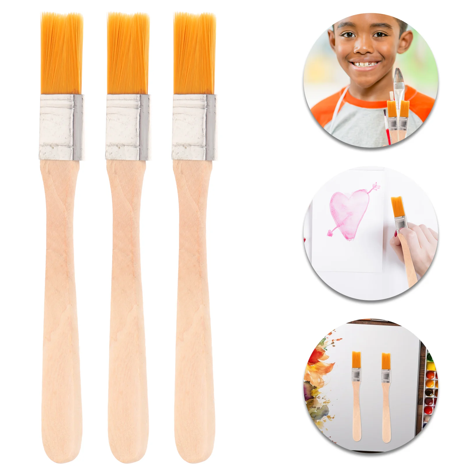 

6 Pcs Oil Painting Brushes Fence for Kids Wall Small with Wood Handle Bbq Sauce Portable Reusable Child