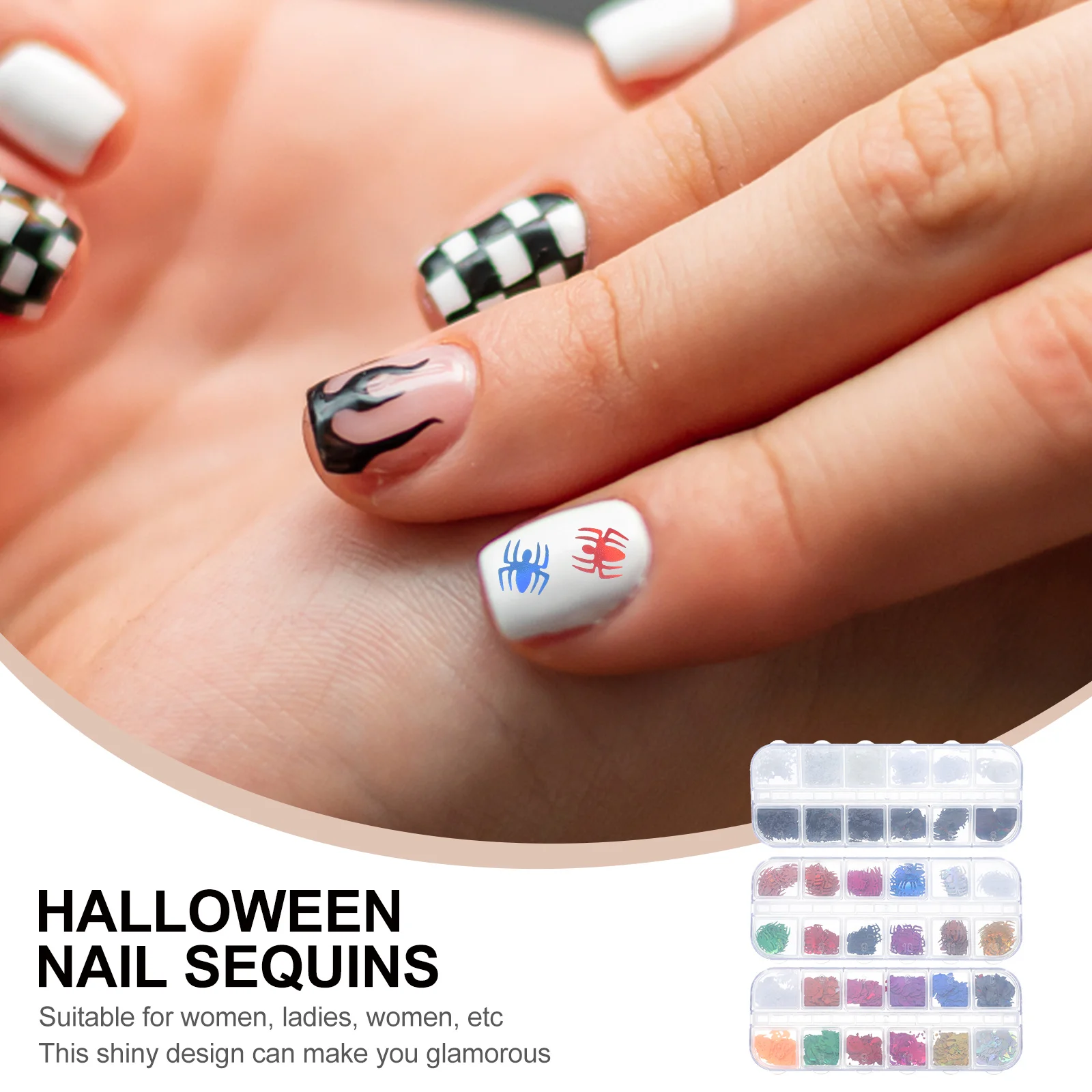 

3boxes Halloween Nail Stickers Assorted Patterns Easy Use Manicure Decals for Halloween Party Nail Art Manicure Sticker