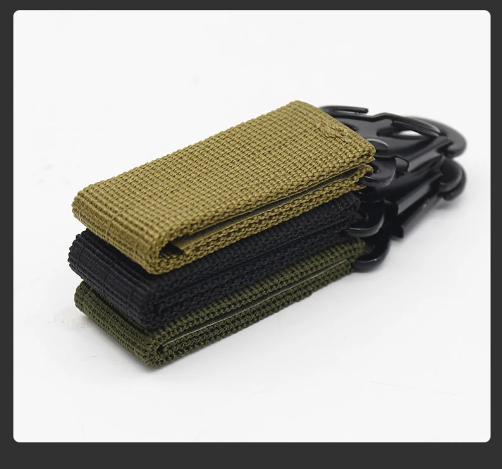 TARKA Tactical Hanging Buckle Molle Nylon Webbing Carabiner Belt Triangle Keychain Outdoor Climbing Camping Tool Accessory image 5