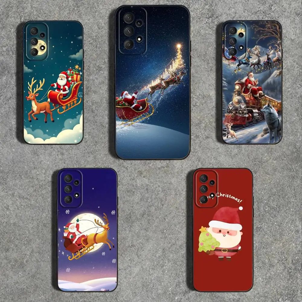 

Чехол для телефона C-Christmas-ES с Санта-Клаусом для Samsung Galaxy A73,31,32,72,41,53,52,71,22,5G, Note,J7,8,9 Мягкий черный чехол