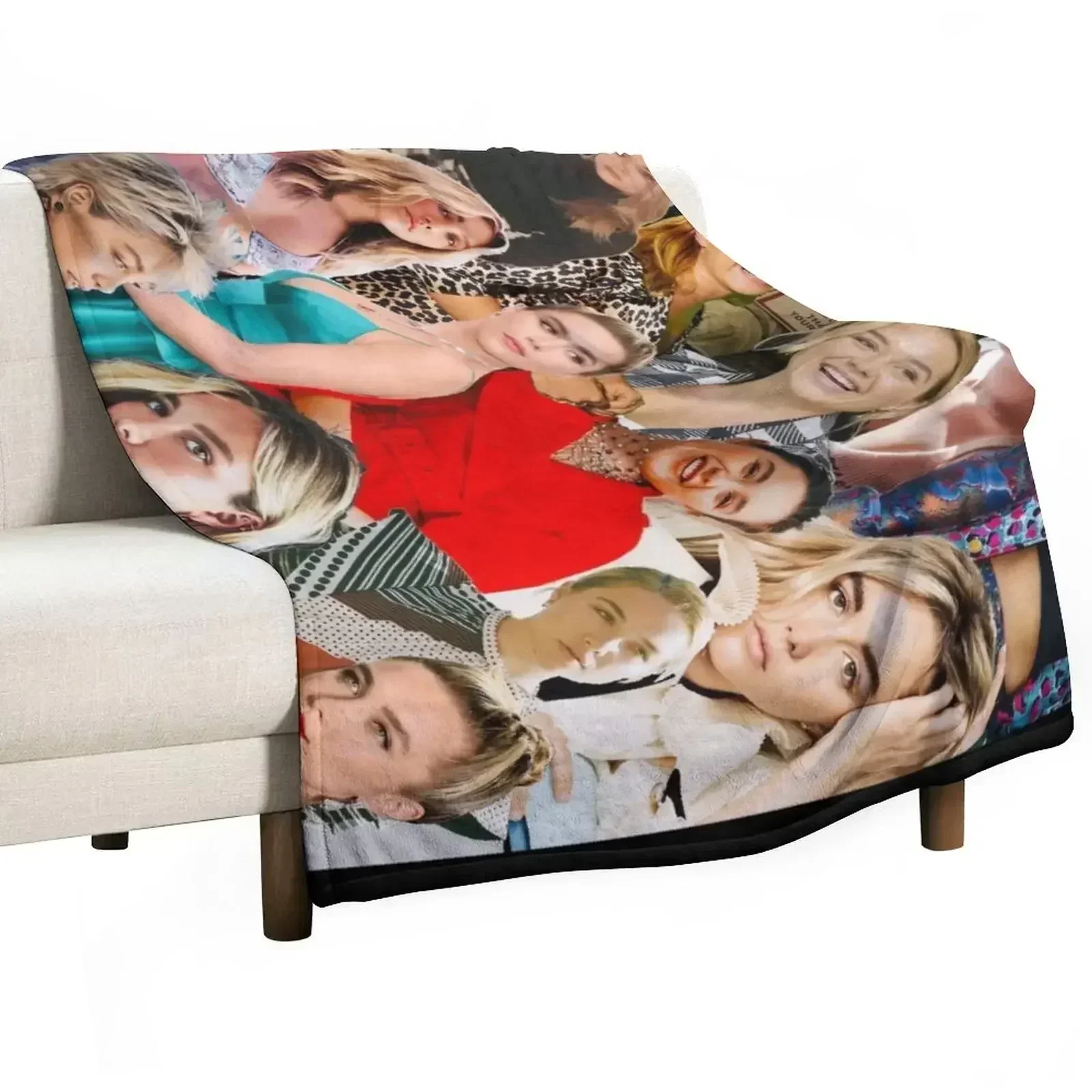 Florence Pugh Collage Throw Blanket Soft Beds for sofa Luxury St Personalized Gift Blankets