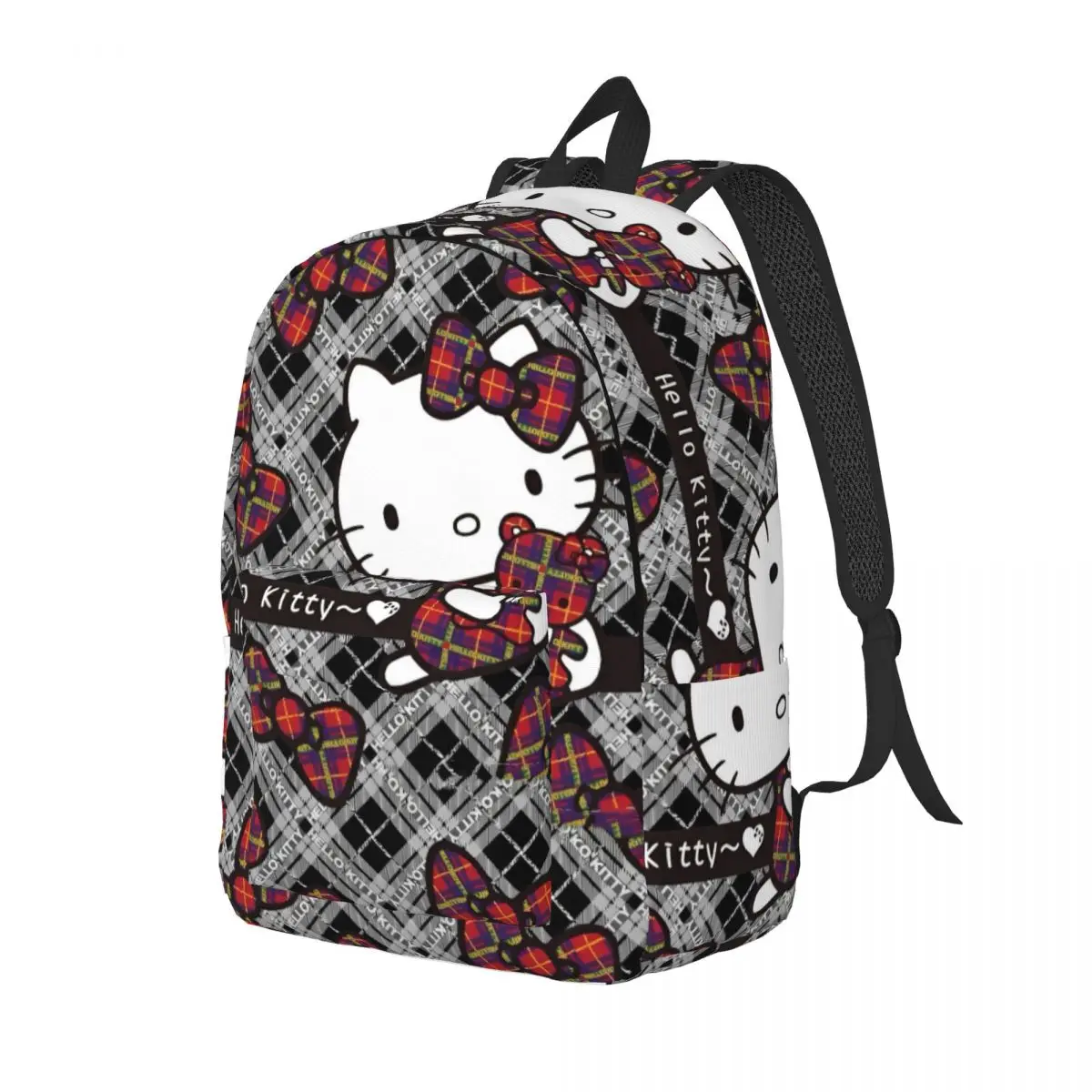 Hello Kitty  Anime Y2k Kawaii Backpack Teen Polyester College Backpacks Big Streetwear High School Bags Rucksack