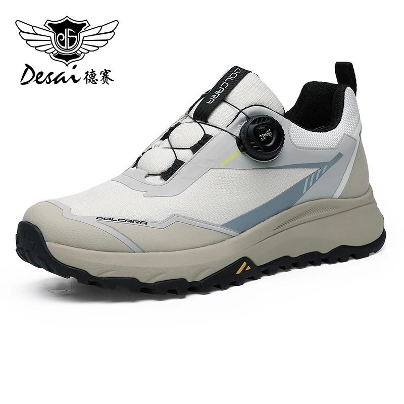 DESAI Men Boots Thick Bottom Without Lace Up Outdoor Shoes For Men Easy Wear Breathable 2024 New Arrival