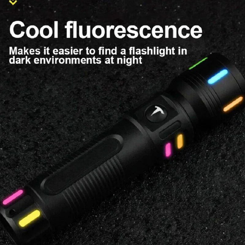 2024 Powerful small flashlight High Power Rechargeable led flashlight 2000mah Built-in Battery Fluorescence ABS Portable Torch