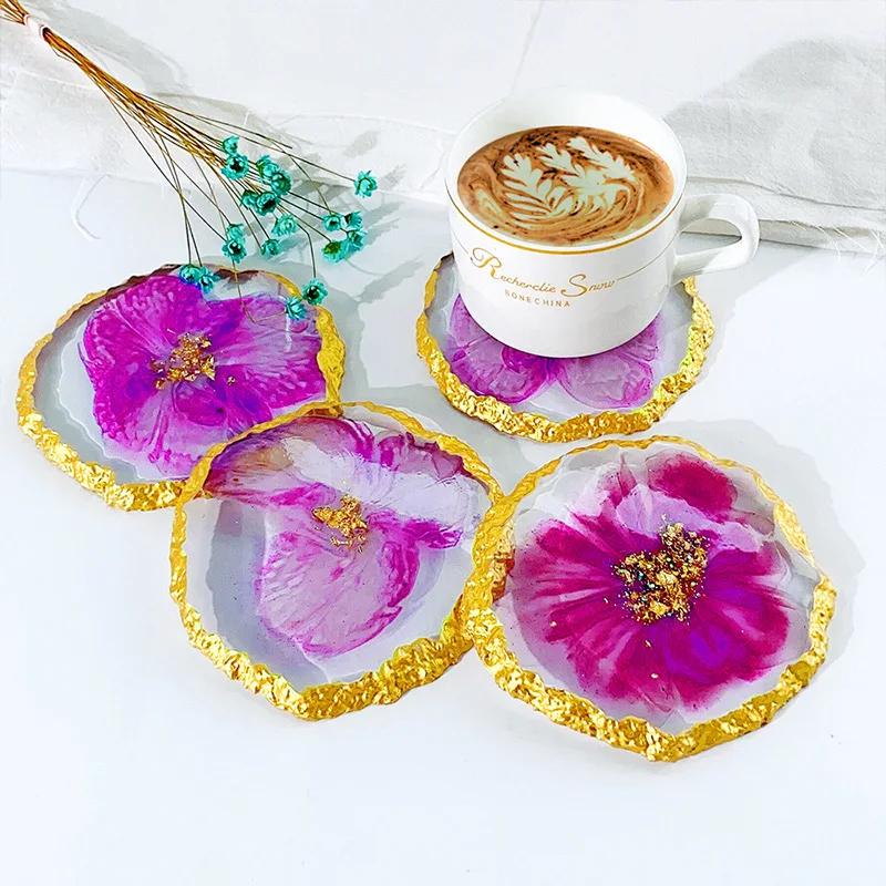 SZ048 DIY Drusy Coaster Resin cetakan Set cangkir tikar piring penyimpanan rak cetakan silikon untuk dekorasi rumah Casting