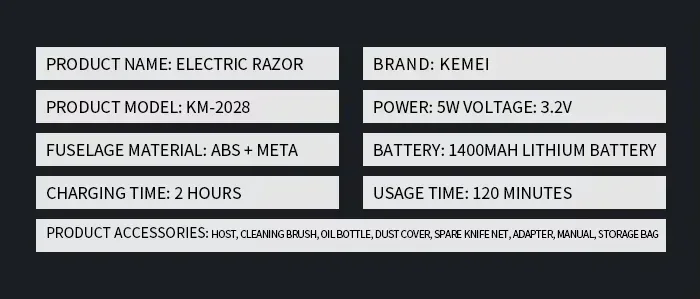 Kemei KM-5027 Original kabelloser elektrischer Haarschneider, wiederaufladbarer Haarschneider KM-2028, Rasierer für Männer, USB-Laderasierer, Friseur – Detail 11