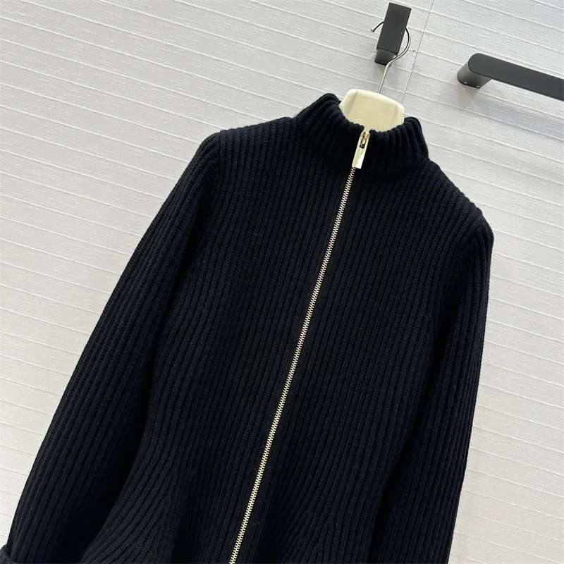 Damenkleider 2025, Winter, neues elastisches Strick-Minikleid, Wollmischung, halbhoher Ausschnitt, kurzes Kleid, halbhoher Ausschnitt, plissiertes Kleid y2k