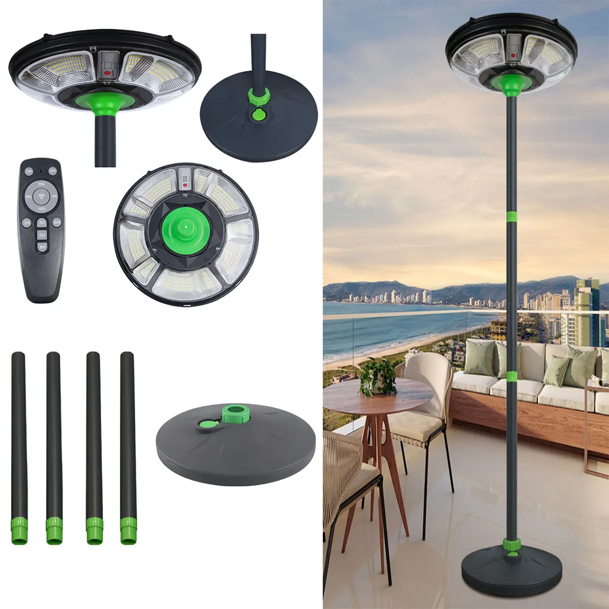 1000W Movable garden street lamp, outdoor waterproof camping LED pole lamp, suitable for camping, courtyard and garden
