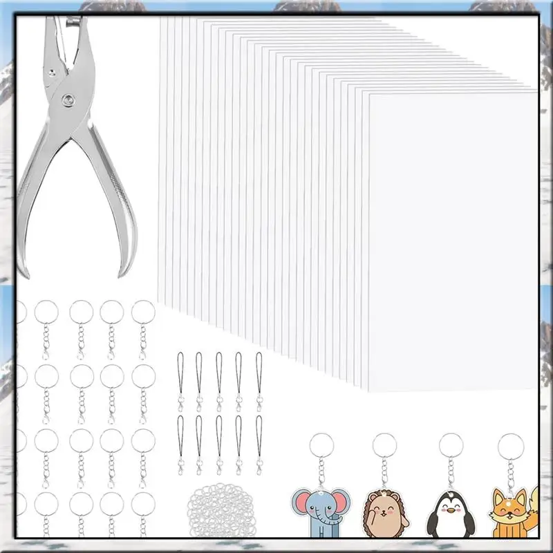 

Mar.161 шт. набор ключей из термоусадочной бумаги, с 30 шт. термоусадочной пластиковой листов 7,9 "X 5,7", дырокол, застежки-омары, кольца для прыжков своими руками