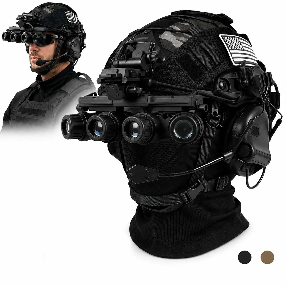 7-in-1 Adjustable Tactical Helmet Set with Headset Helmet Cover Full Face Mask NVG Model for Airsoft Cosplay CS Wargame Props