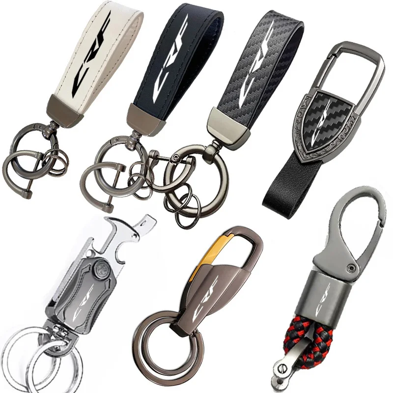 For HONDA CRF 150 250 450 CRF150 R/F CR450 R/X/RX CRF230F CRF250 CNC Metal Leather keychains Motorcycle Accessories