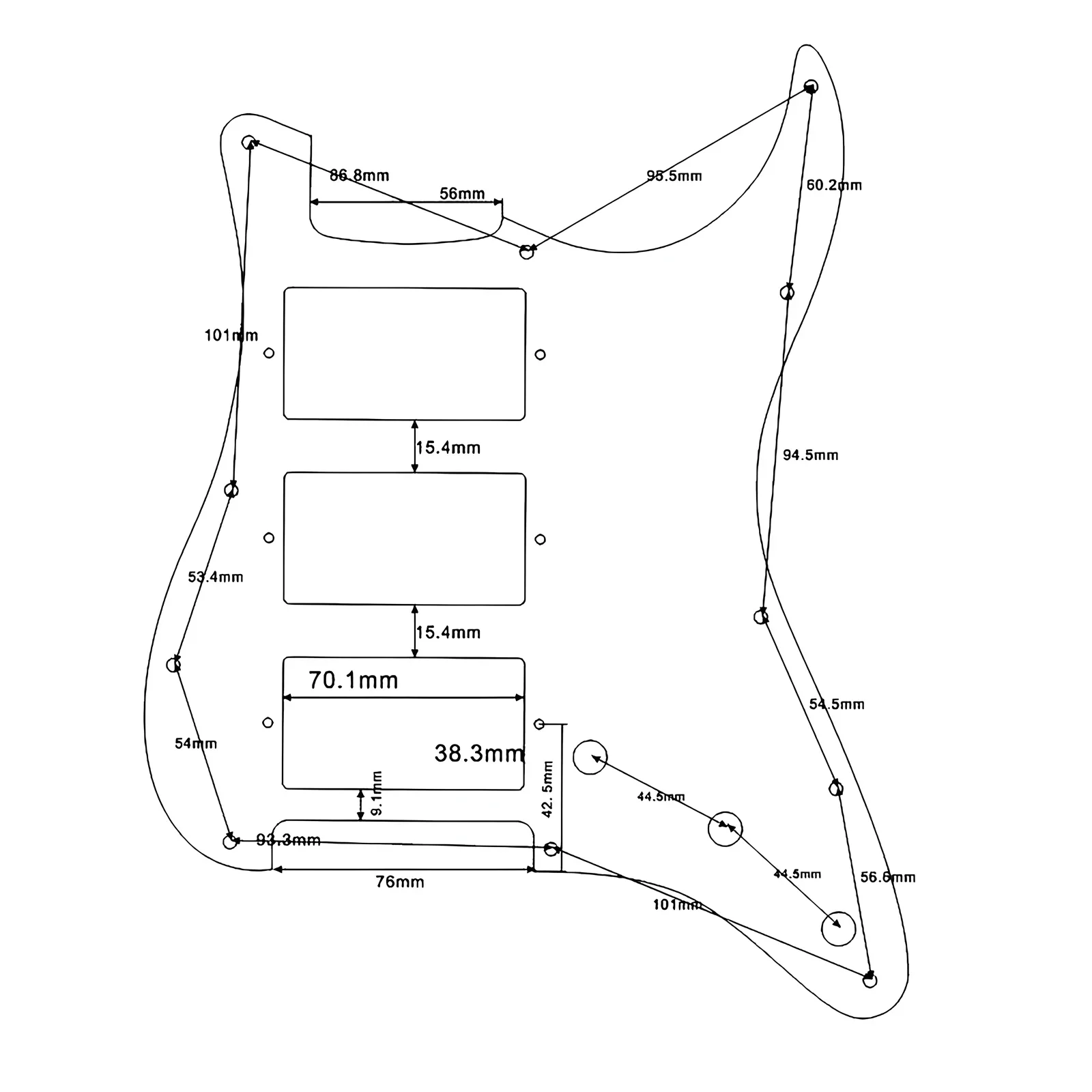 For Fit FD St HHH Humbucker Pickup St Guitar Pickguard Replacement Parts with Mounting Screws 3 Ply