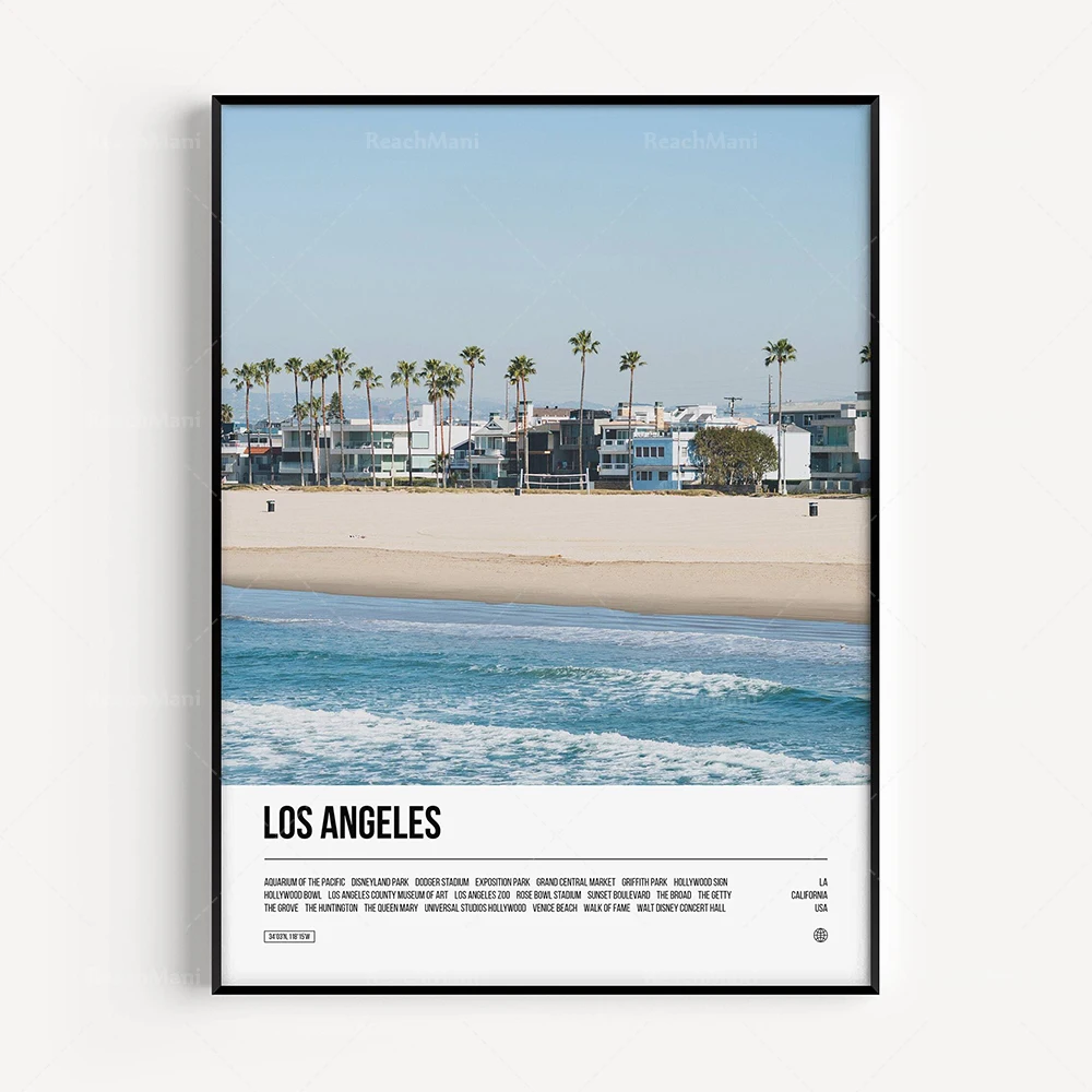 Seattle, Venice, Los Angeles, Spain, Oakland, Miami, New York, Thailand, Vancouver city architecture photography travel poster
