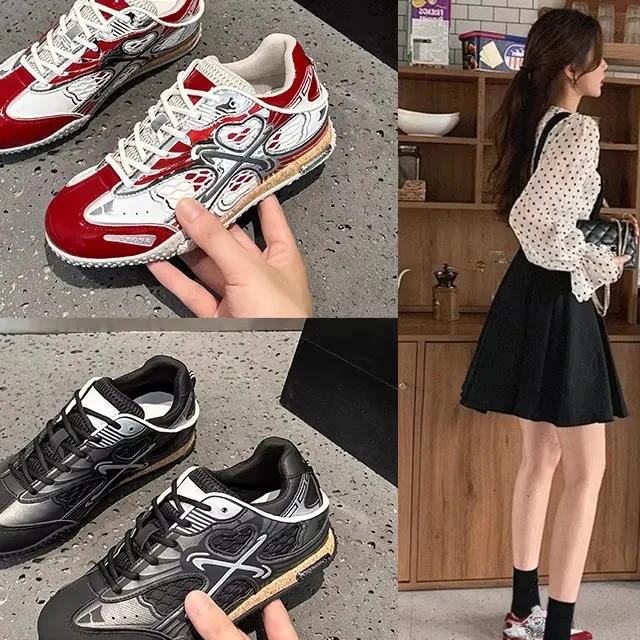 

Leather Sport Ballet Flat Heels Women's Casual Running Shoes Thin Bottom Dequn Shoe Breathable round Toe Rubber Outsole