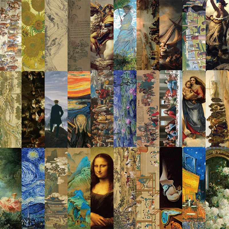 30PCS Classic Oil Painting Graffiti Bookmark Read book File Data Diary Reading Records For Details Aesthetics Decoration Items