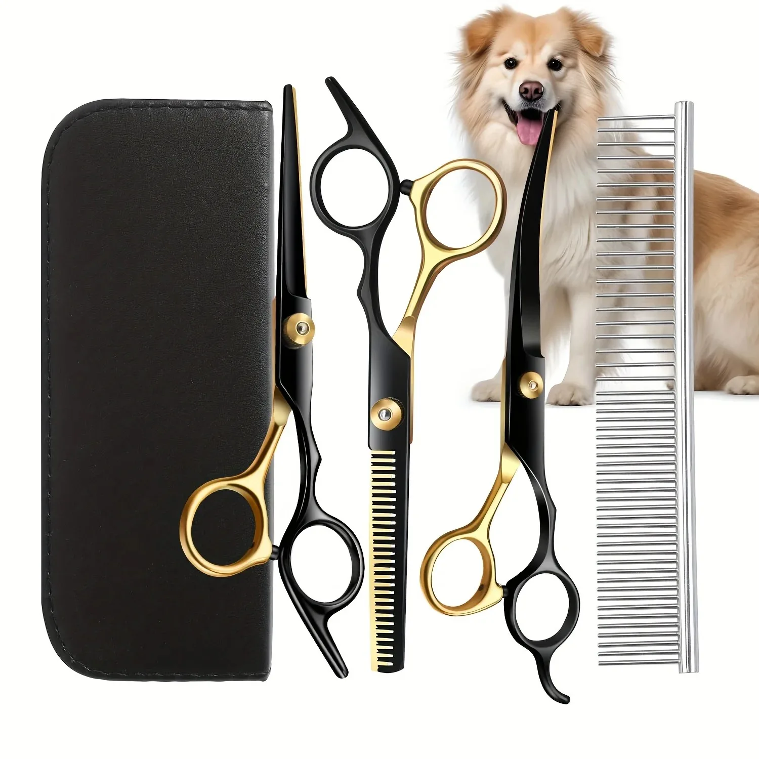 Professional 7-Inch Curved Chunkers Shears for Pet Grooming - Premium Stainless Steel Scissors, Lightweight Design for Cat
