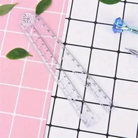 30cm Acrylic Transparent Folding Ruler Students Stationery Drawing Measuring Tools Straight Rulers With Small Protractor 6