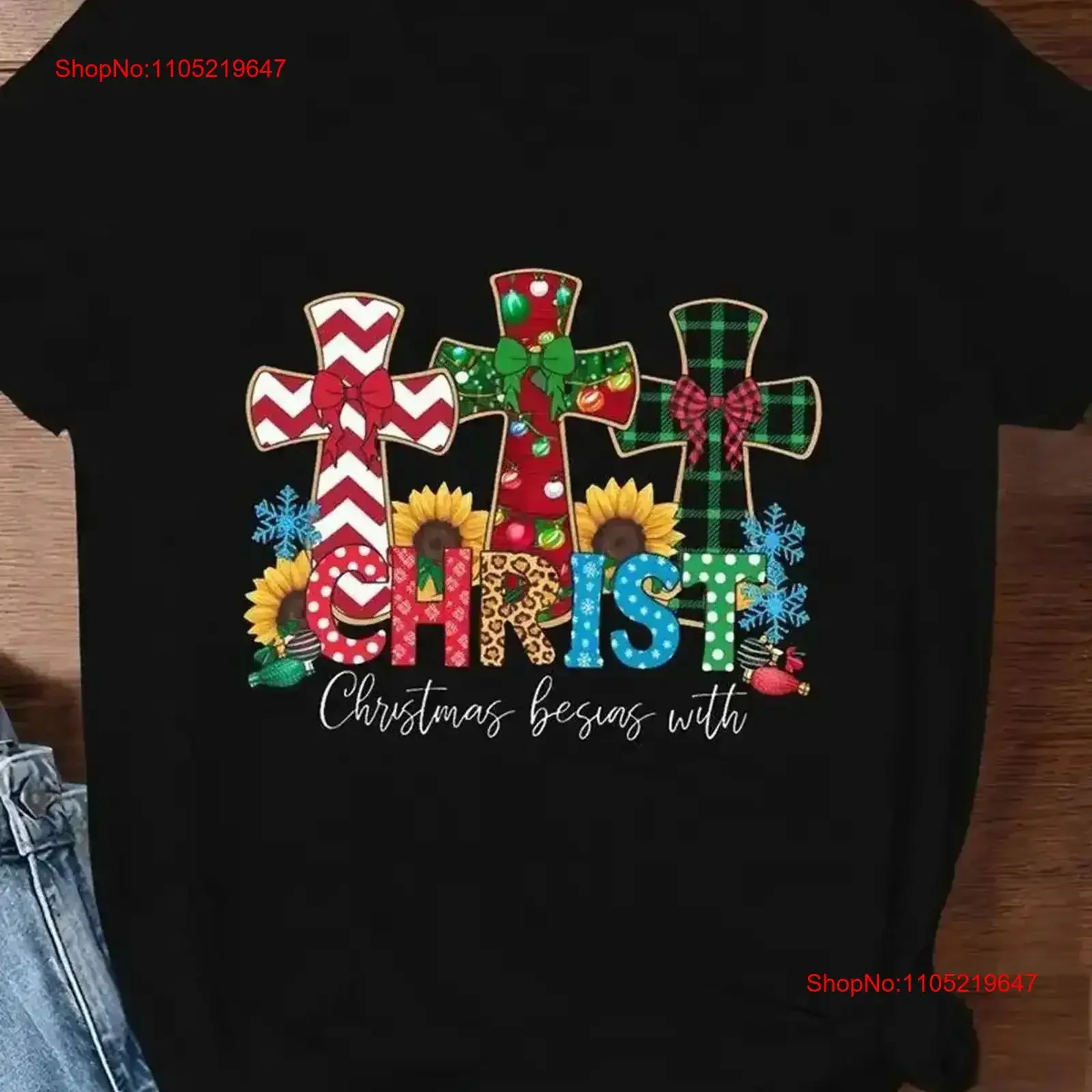 Festive T Shirt with Geometric Patterned CHRISTMAS Begins Christ Print vintage Washed Slightly Breathable fashion homme Soft