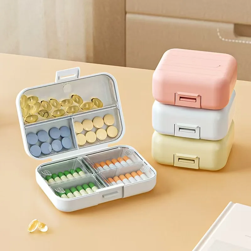 Pocket Size Pill Case, Travel Dustproof Pill Organizer Box, Small Portable Medicine Storage Container for Vitamins, Tablets, Household & Travel Essentials