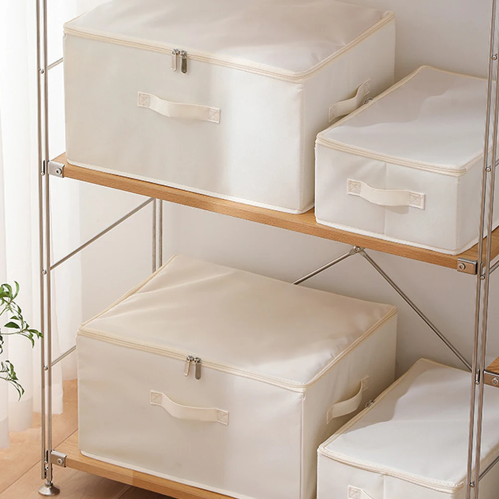 

Foldable Clothes Storage Box Large Capacity Oxford Fabric Breathable Dust Free Collapsible Toy Organizer White Quilt Bins Basket