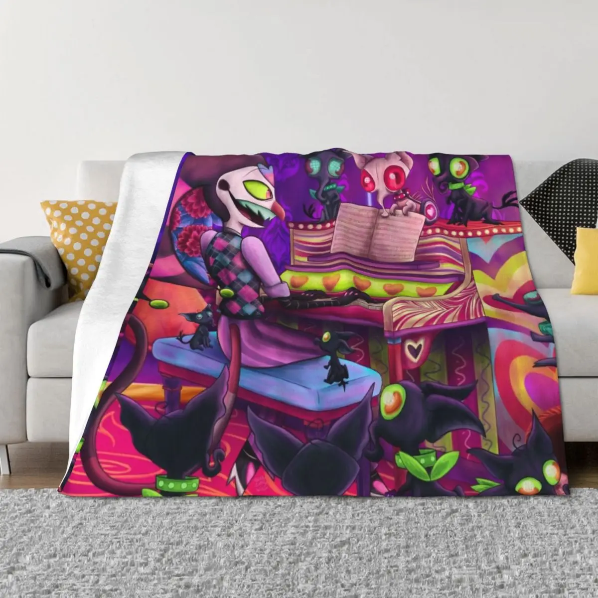 

Fizzarolli - Piano Practice with Quieves Throw Blanket sofa bed Stuffeds Cute Plaid Hair Blankets