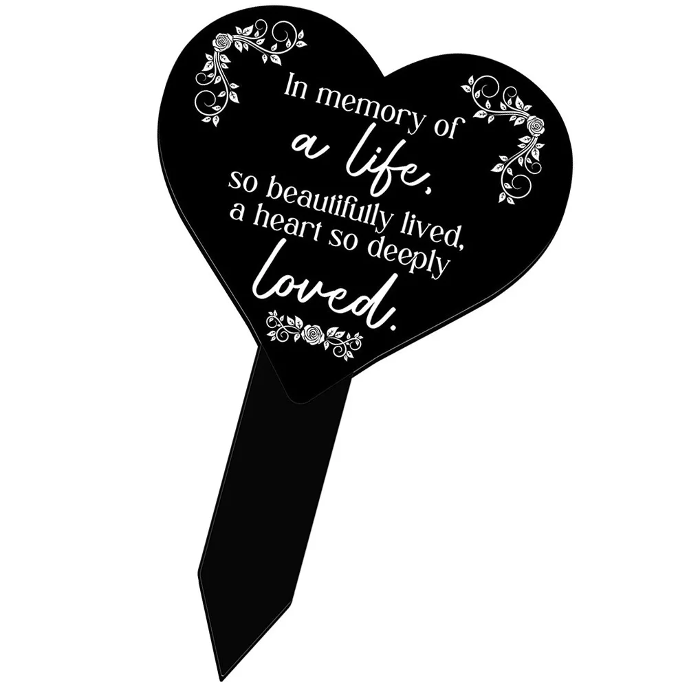 علامة القبر التذكارية الاكريليك حصة القلب للخارجية مقبرة ديكور حديقة اللوحة ساحة متمنيا علامة زخرفة الحديقة