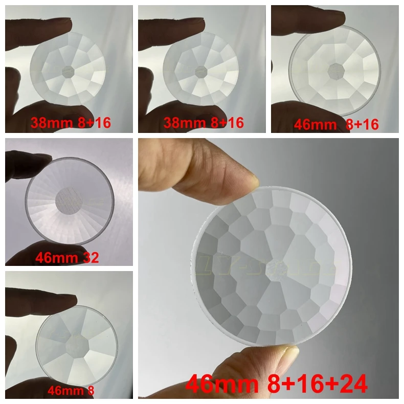 4pcs/lot 38mm 46mm Diameter Moving Head Beam Light 8 16 24 Prism Honeycomb Prism 7-color Lens Big Angle Prism Stage Light