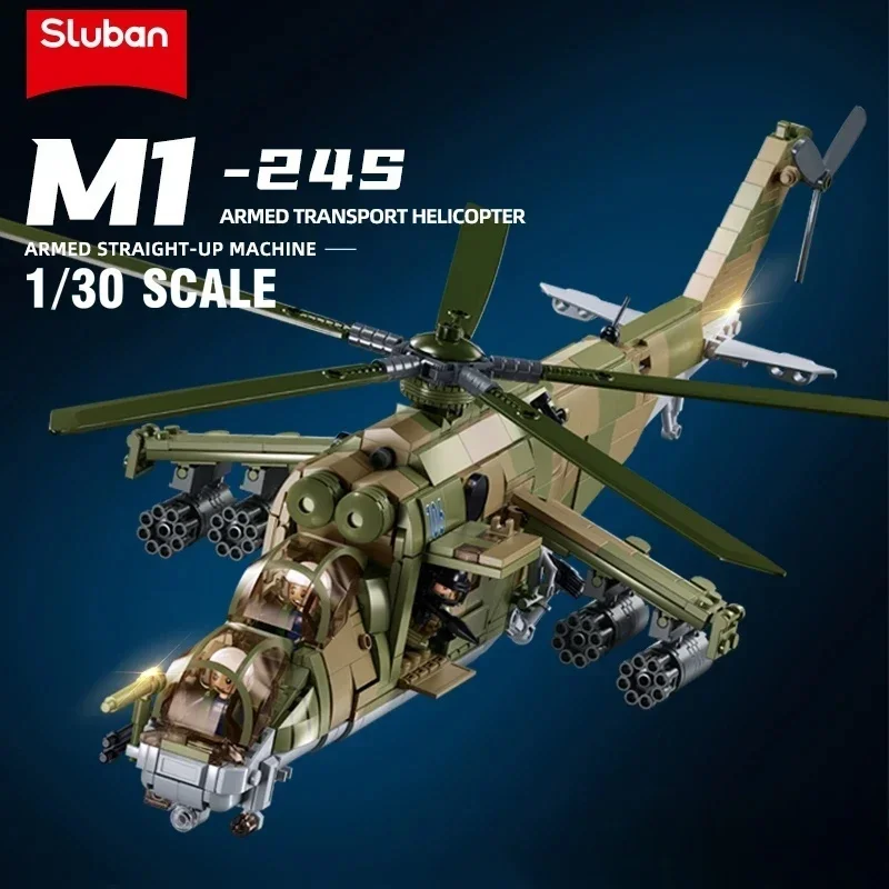 

893PCS MI-24S Armed Transport Helicopter Building Blocks Military Army Weapon With Soldier Figure Dolls Bricks Kids Toys Gifts