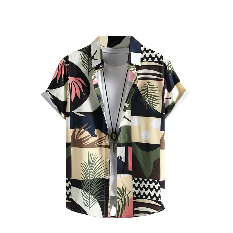 3D Print Leopard Flower Leaf Hawaiian Shirts For Men Plants Animals Patterns Blouse Summer Short Sleeves Tops Loose Aloha Shirts