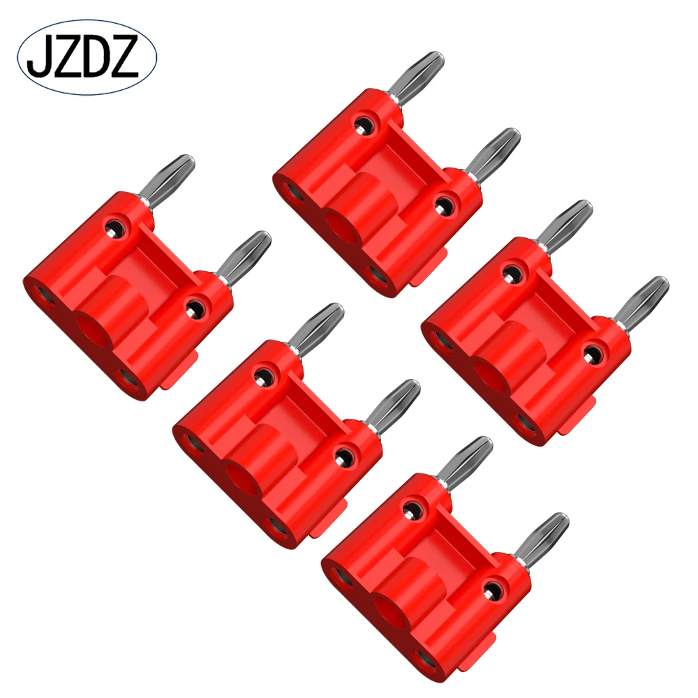 JZDZ 5PCS Double Row 4mm Banana Plug Connector Speaker Amplifier Plug Jack Twin Banana Terminal Couple  Adapter J.10044