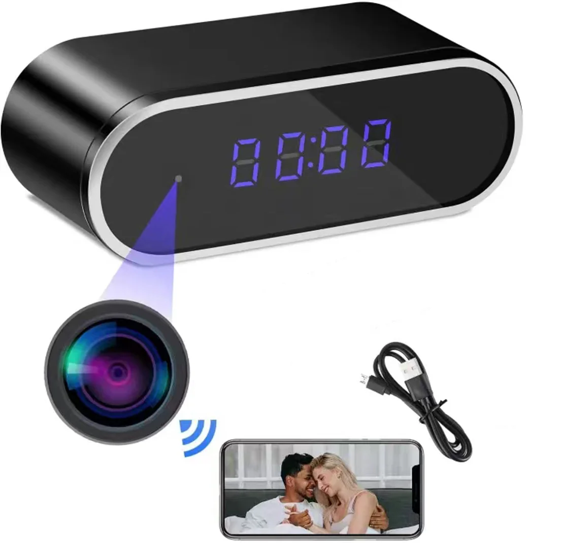 

Alarm Clock Camera Wifi Remote Viewing HD 1080P Motion Detection Desk Clock Home Security Nanny Cam