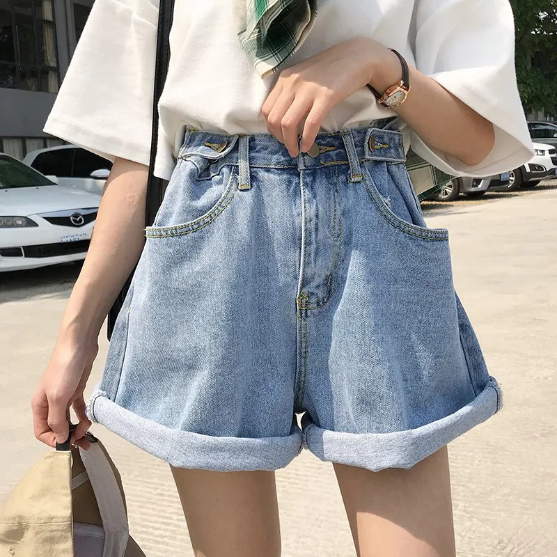 

High Waist Denim Shorts Women Winter plus Size Loose Slimming Student Wide Leg A-Line Hot Pants Trendy Casual Jeans Shorts