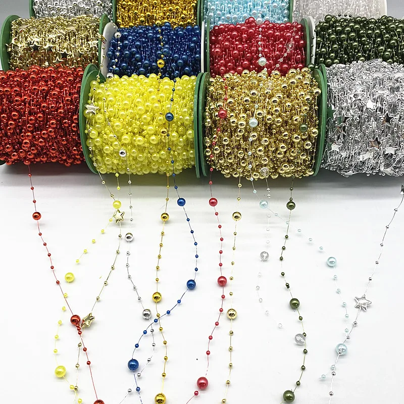 5yards Fishing Line Artificial Pearls Flower Beads Chain Garland Flowers Wedding Party Decoration Diy