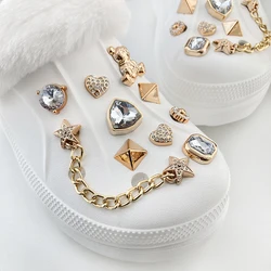 20pcs Rhinestone Bling Detachable Charms Metal Chain Shoe Bag Decorations Suitable For Crocs Clog Bogg Bag Party Gift Girl Idea