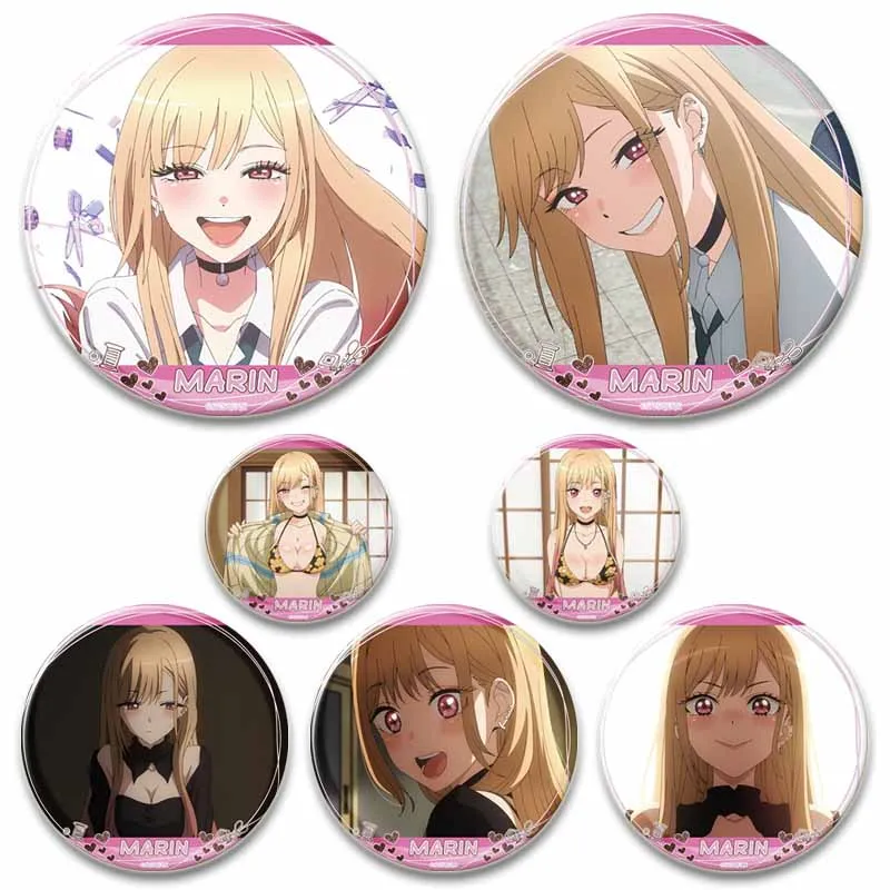 My Dress-Up Darling Anime Brooches Kitagawa Marin Kuroe Shizuku Cosplay Badge Accessories Backpack Clothes Decoration XMAS Gift