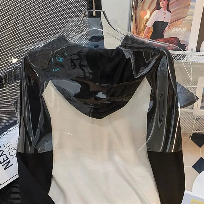 المرأة طويلة الأكمام حجم كبير 5xl مقنعين البلوز ربيع الخريف الإناث سترة هوديس السيدات رقيقة سستة معطف القمم