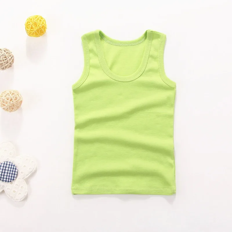 Summer Girls Casual Vest Children Clothing Kids Baby Boy Sleeveless Tops Solid Color T-shirt Tees Outfit Toddler Girl Top 3-8Y